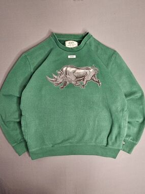 Vintage Y2K Ecko Unltd. Rhino Embroidered Crewneck Sweatshirt - Green